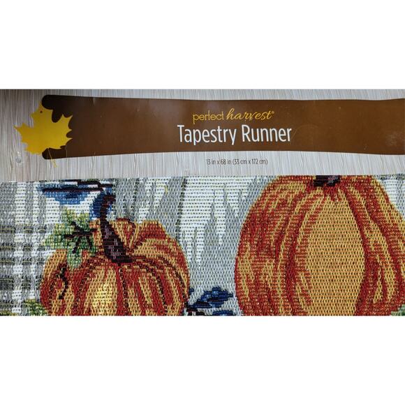 Harvest Table Runner Tapestry Fall Thanksgiving Holiday Table Decor 13x68 - Picture 2 of 4